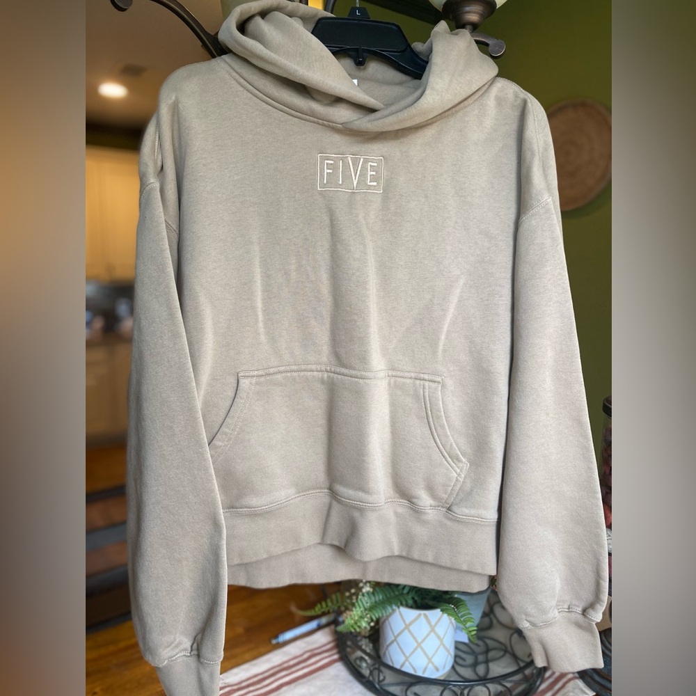 EUC AS Colour Unisex Brown Hoodie with 'FIVE' Embroidery